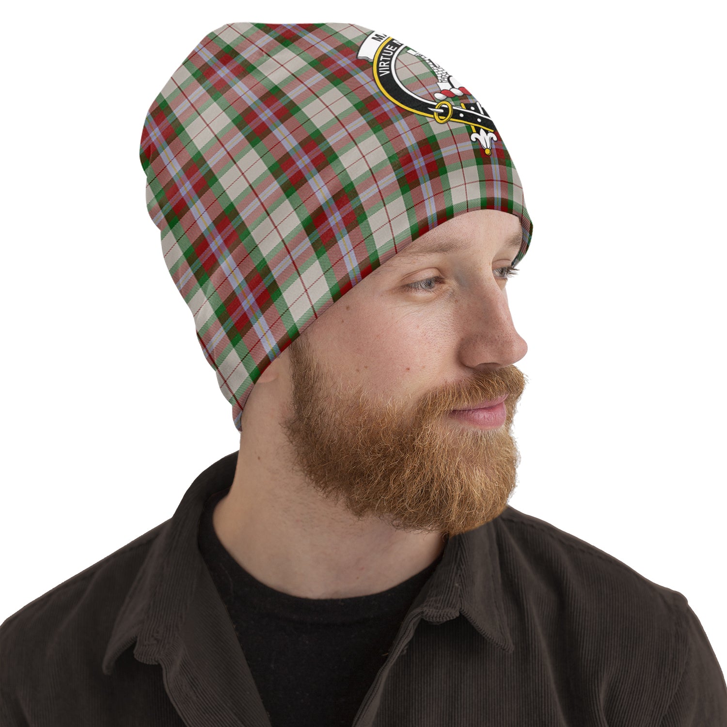 MacLean Dress Tartan Beanies Hat with Family Crest One Size 10.5*10.2 inches - Tartan Vibes Clothing