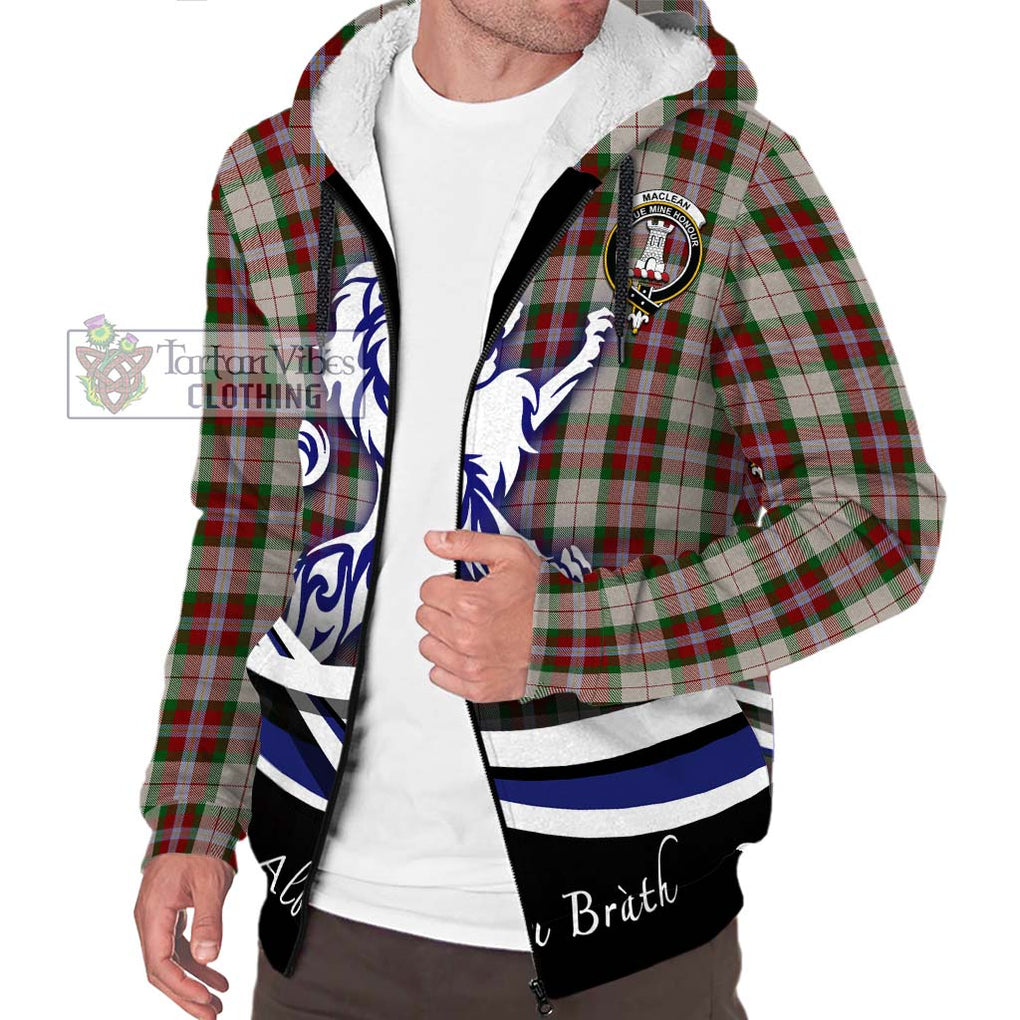 MacLean Dress Tartan Sherpa Hoodie with Alba Gu Brath Regal Lion Emblem Unisex S - Tartanvibesclothing Shop