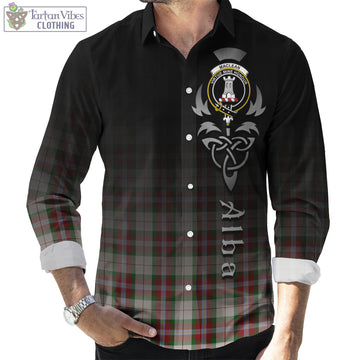 MacLean Dress Tartan Long Sleeve Button Up Featuring Alba Gu Brath Family Crest Celtic Inspired