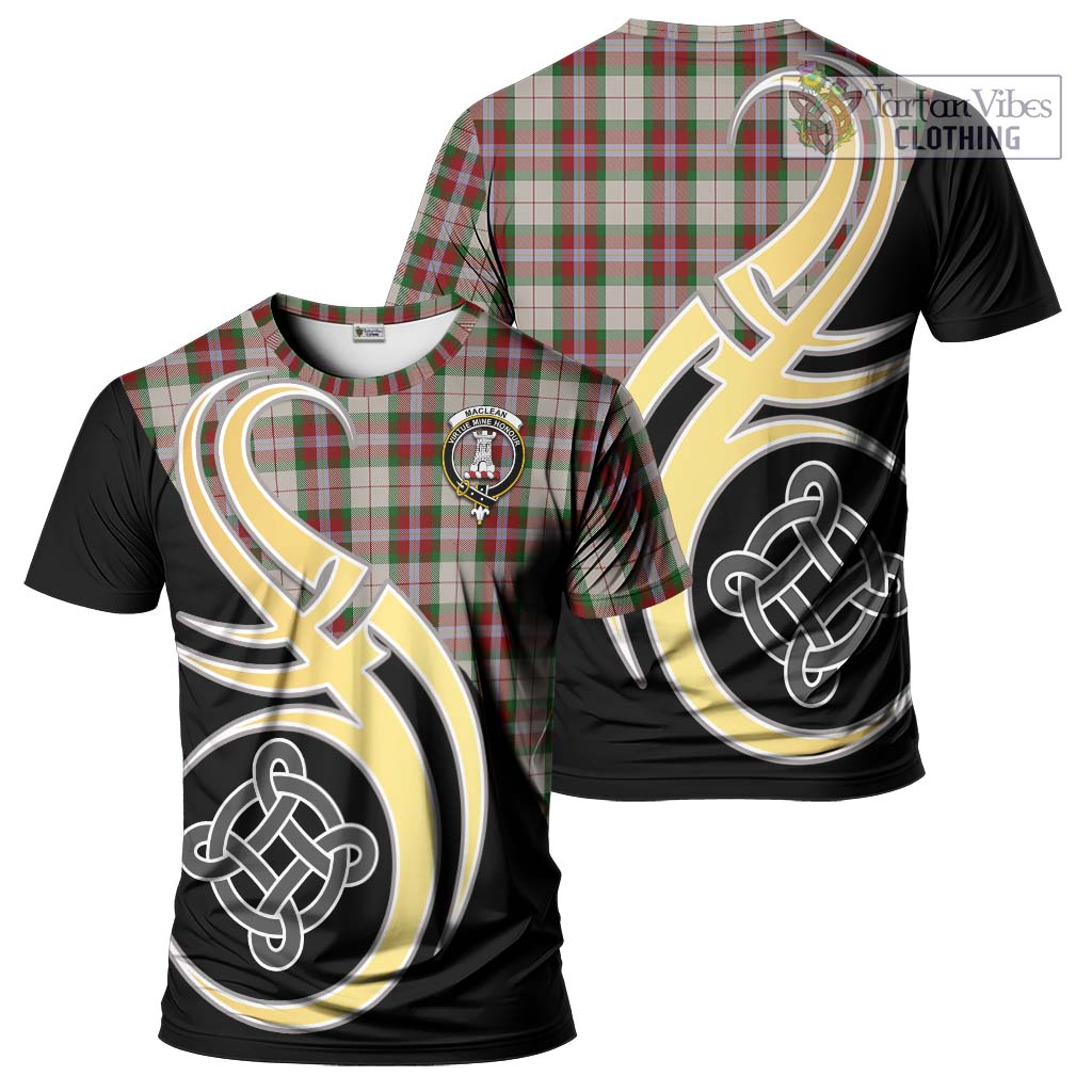 Tartan Vibes Clothing MacLean Dress Tartan T-Shirt with Family Crest and Celtic Symbol Style