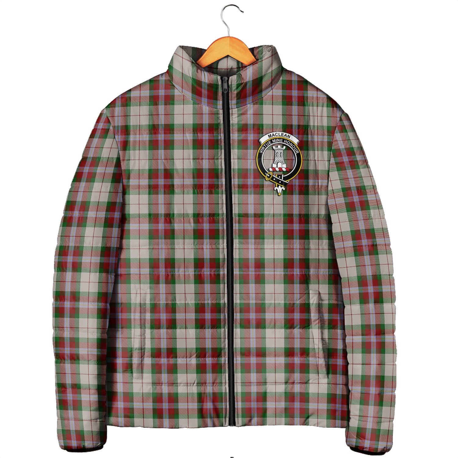 MacLean Dress Tartan Padded Jacket with Family Crest Men's Padded Jacket - Tartan Vibes Clothing