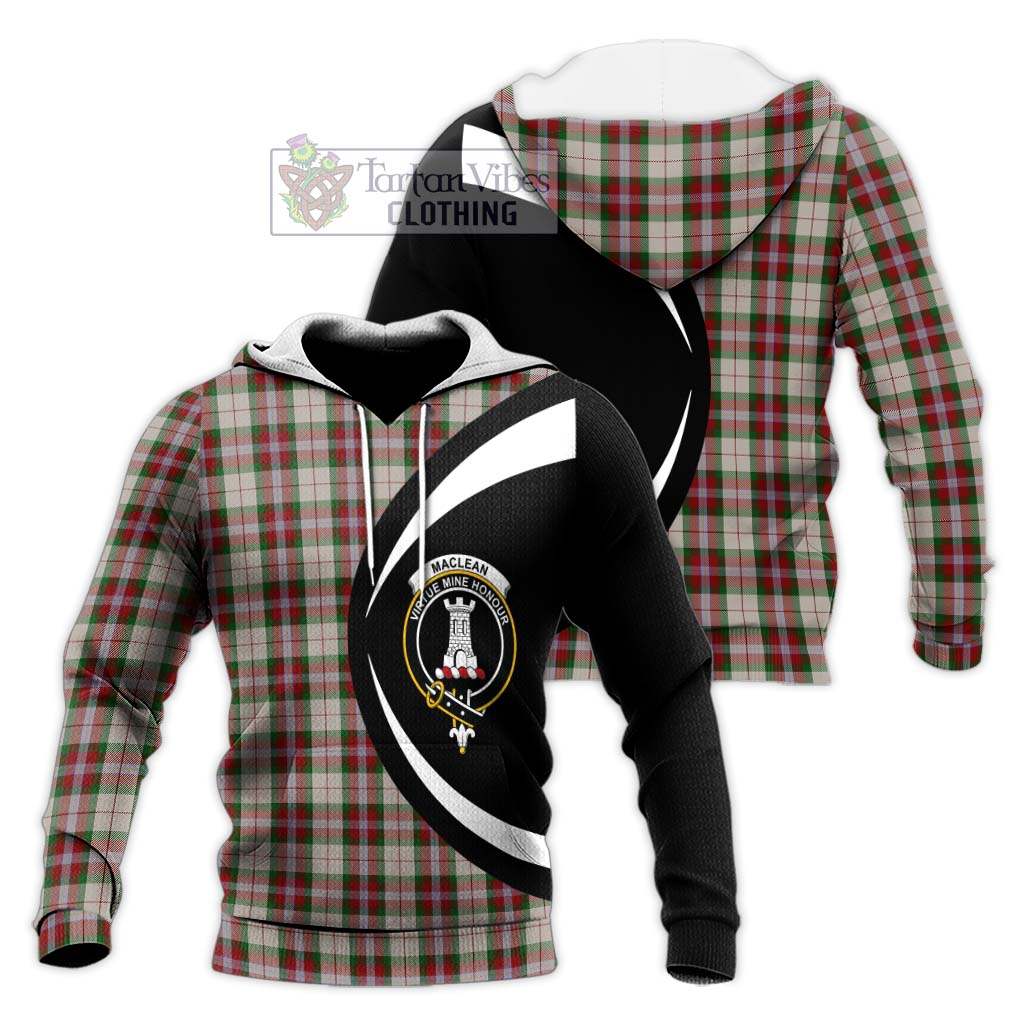 MacLean Dress Tartan Knitted Hoodie with Family Crest Circle Style Unisex Knitted Pullover Hoodie - Tartan Vibes Clothing