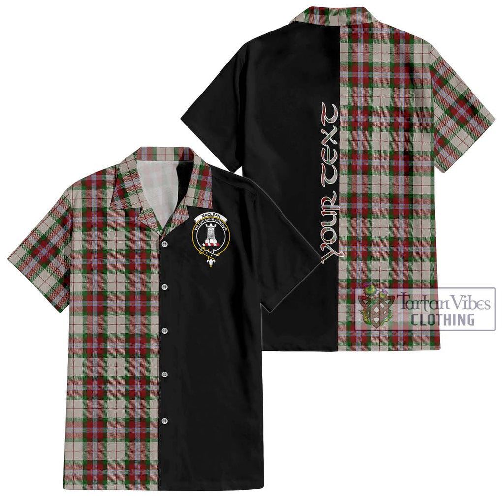 MacLean Dress Tartan Short Sleeve Button Shirt with Family Crest and Half Of Me Style Kid - Tartanvibesclothing Shop