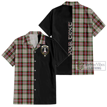 MacLean Dress Tartan Short Sleeve Button Shirt with Family Crest and Half Of Me Style