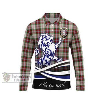 MacLean Dress Tartan Long Sleeve Polo Shirt with Alba Gu Brath Regal Lion Emblem