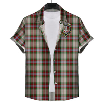 MacLean Dress Tartan Short Sleeve Button Down Shirt with Family Crest