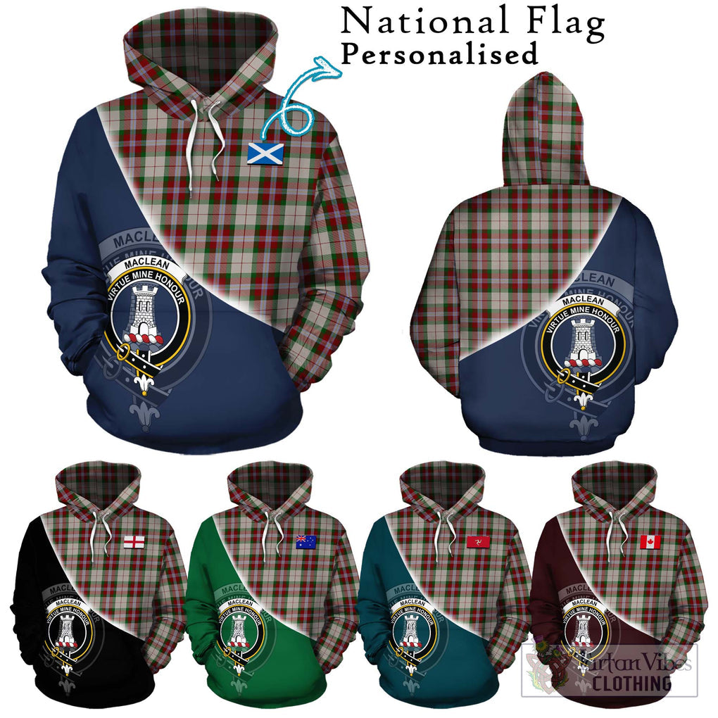 MacLean Dress Tartan Hoodie with Personalised National Flag and Family Crest Half Style Zip Hoodie - Tartanvibesclothing Shop