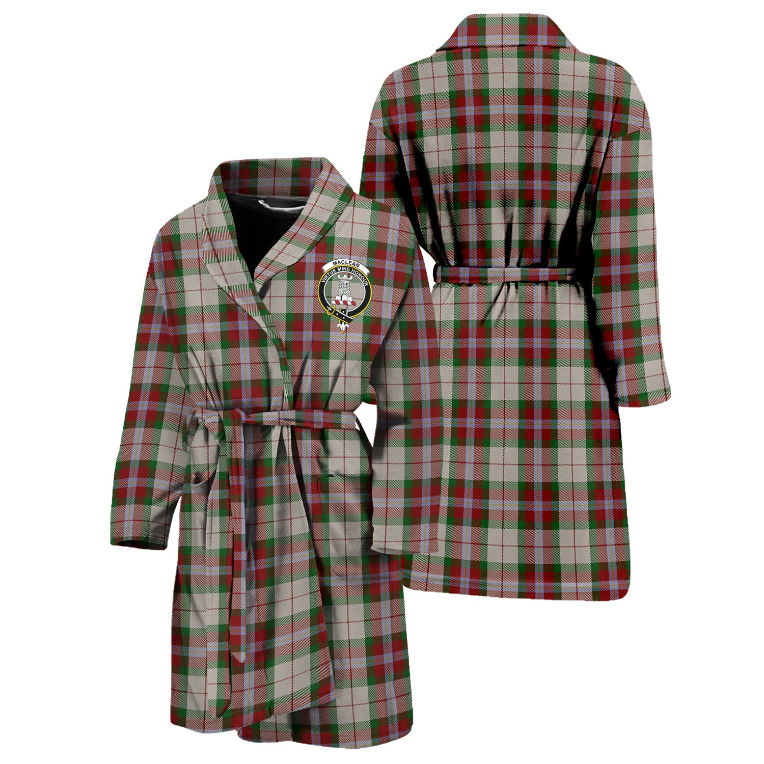 MacLean Dress Tartan Bathrobe with Family Crest Unisex S - Tartan Vibes Clothing