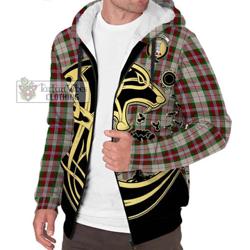 MacLean Dress Tartan Sherpa Hoodie with Family Crest Celtic Wolf Style