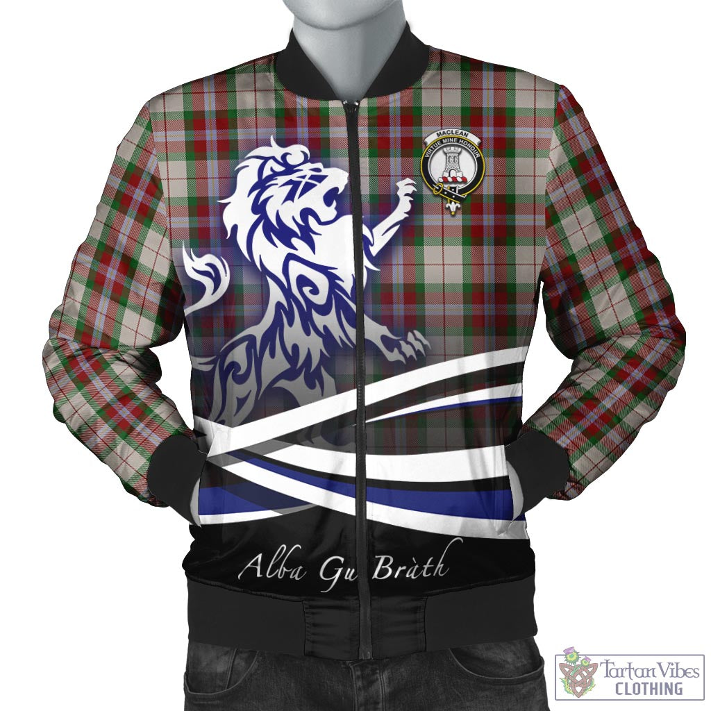 Tartan Vibes Clothing MacLean Dress Tartan Bomber Jacket with Alba Gu Brath Regal Lion Emblem