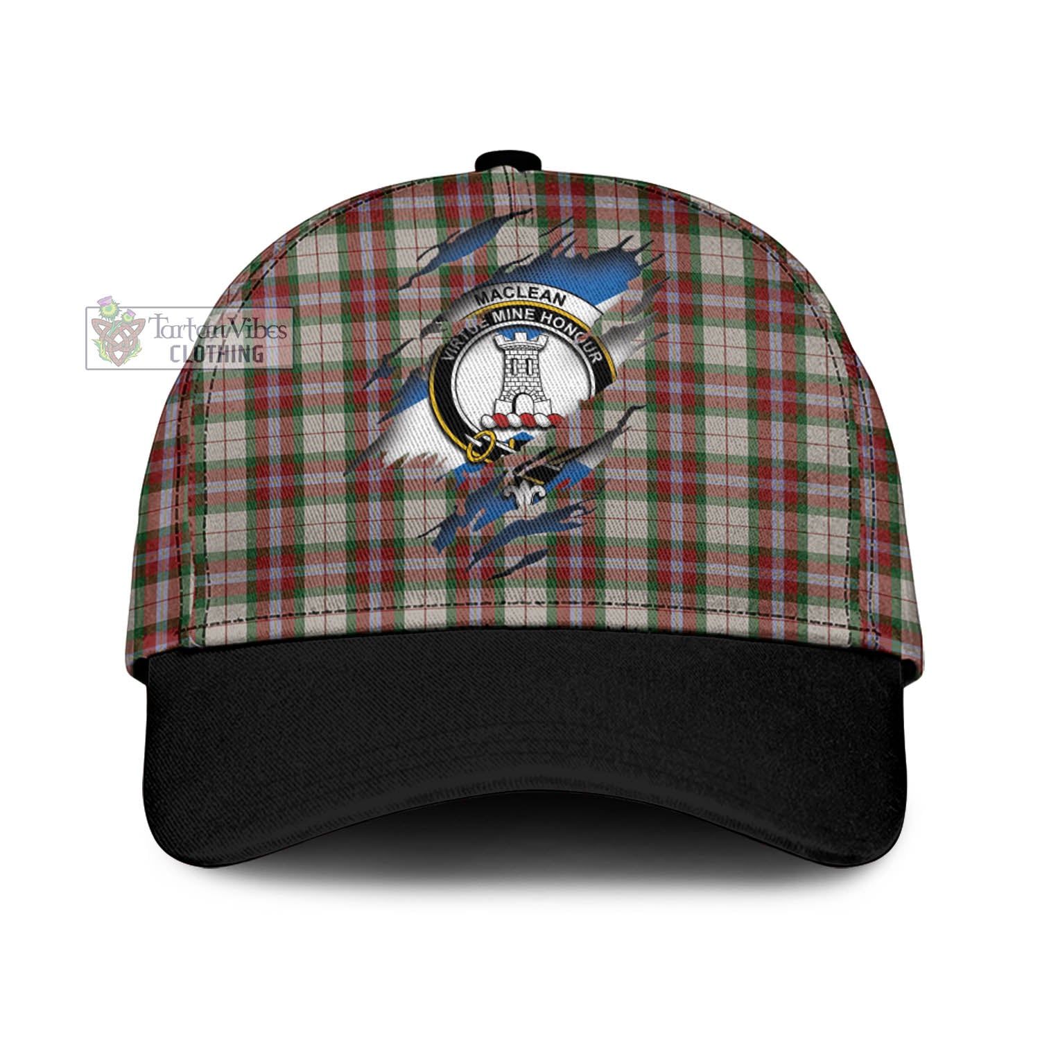 Tartan Vibes Clothing MacLean Dress Tartan Classic Cap with Family Crest In Me Style