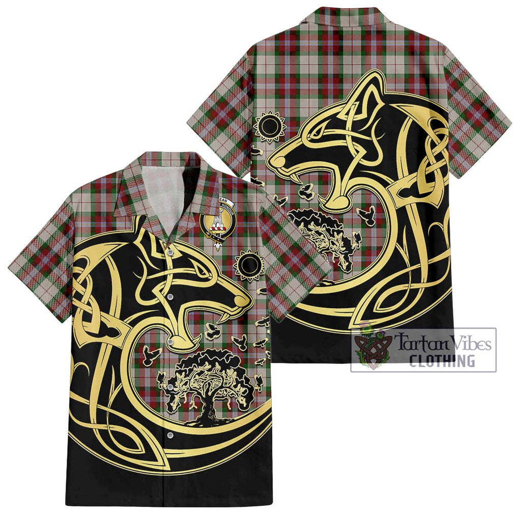 MacLean Dress Tartan Short Sleeve Button Shirt with Family Crest Celtic Wolf Style Kid - Tartan Vibes Clothing