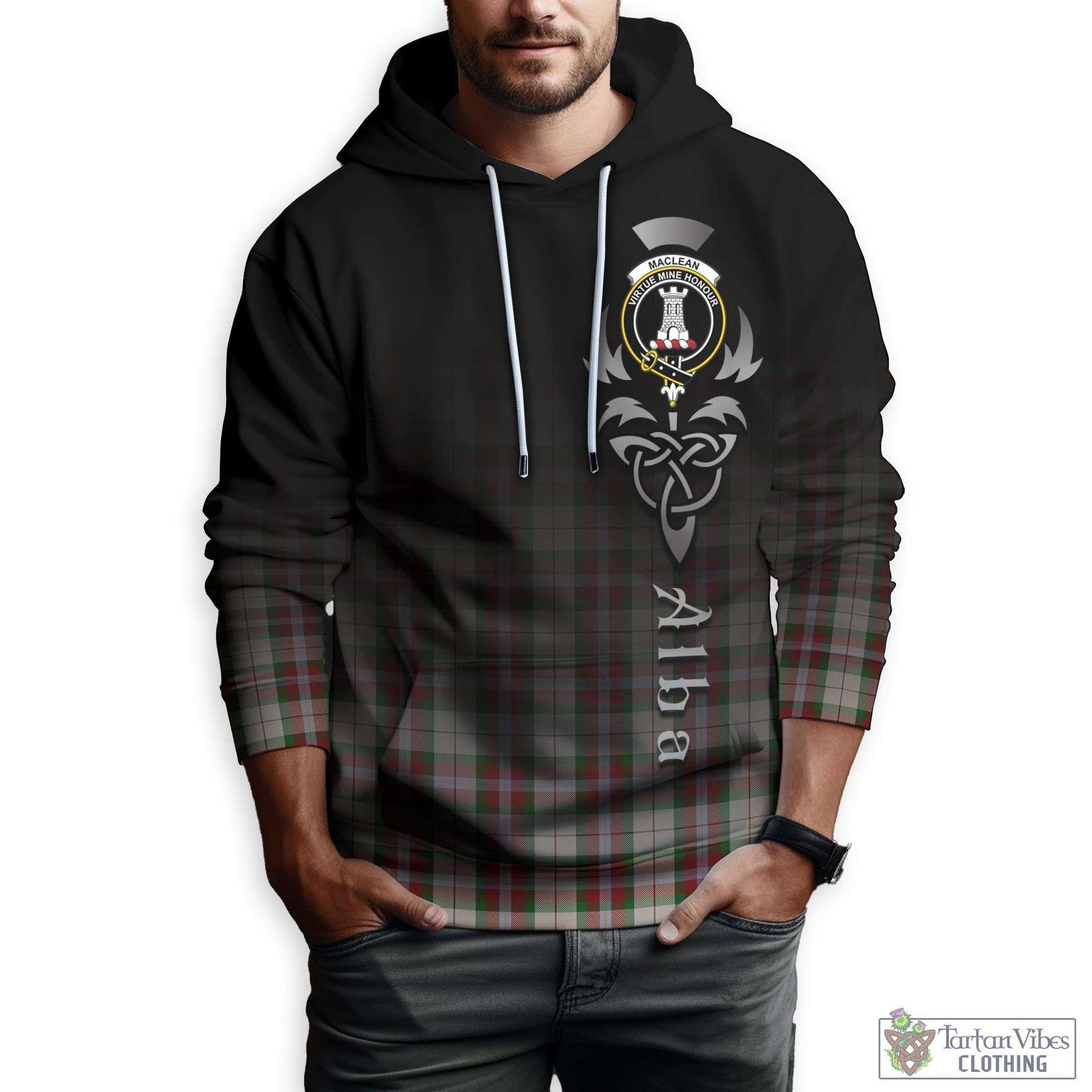 Tartan Vibes Clothing MacLean Dress Tartan Hoodie Featuring Alba Gu Brath Family Crest Celtic Inspired