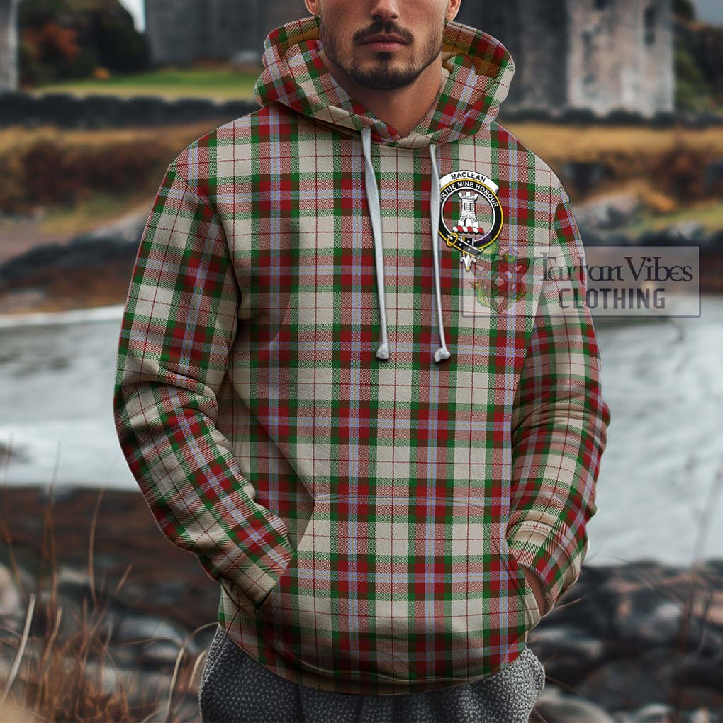 MacLean Dress Tartan Cotton Hoodie with Family Crest Pullover Hoodie XS - Tartan Vibes Clothing