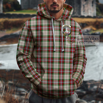 MacLean Dress Tartan Cotton Hoodie with Family Crest