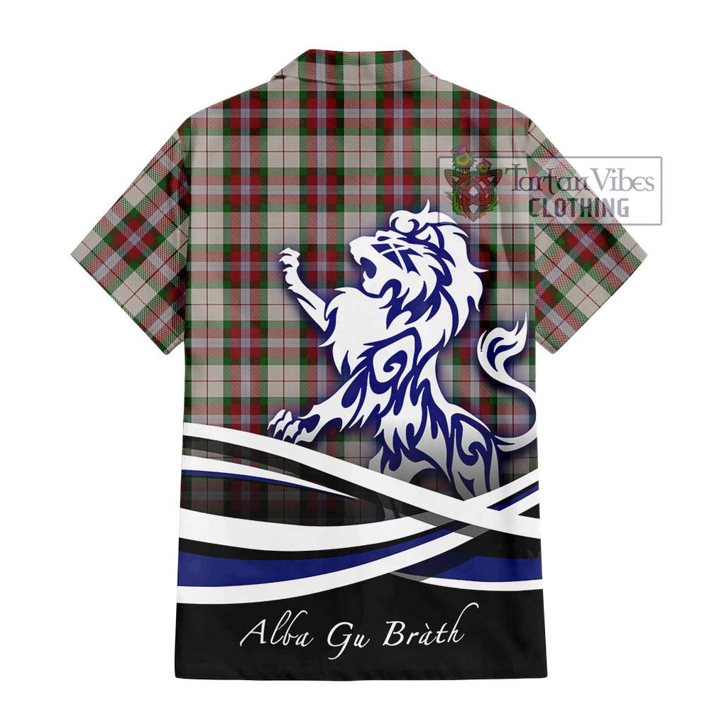 MacLean Dress Tartan Short Sleeve Button Shirt with Alba Gu Brath Regal Lion Emblem - Tartanvibesclothing Shop