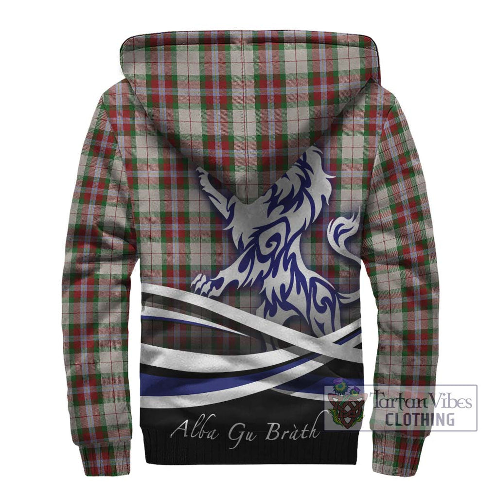 MacLean Dress Tartan Sherpa Hoodie with Alba Gu Brath Regal Lion Emblem - Tartanvibesclothing Shop