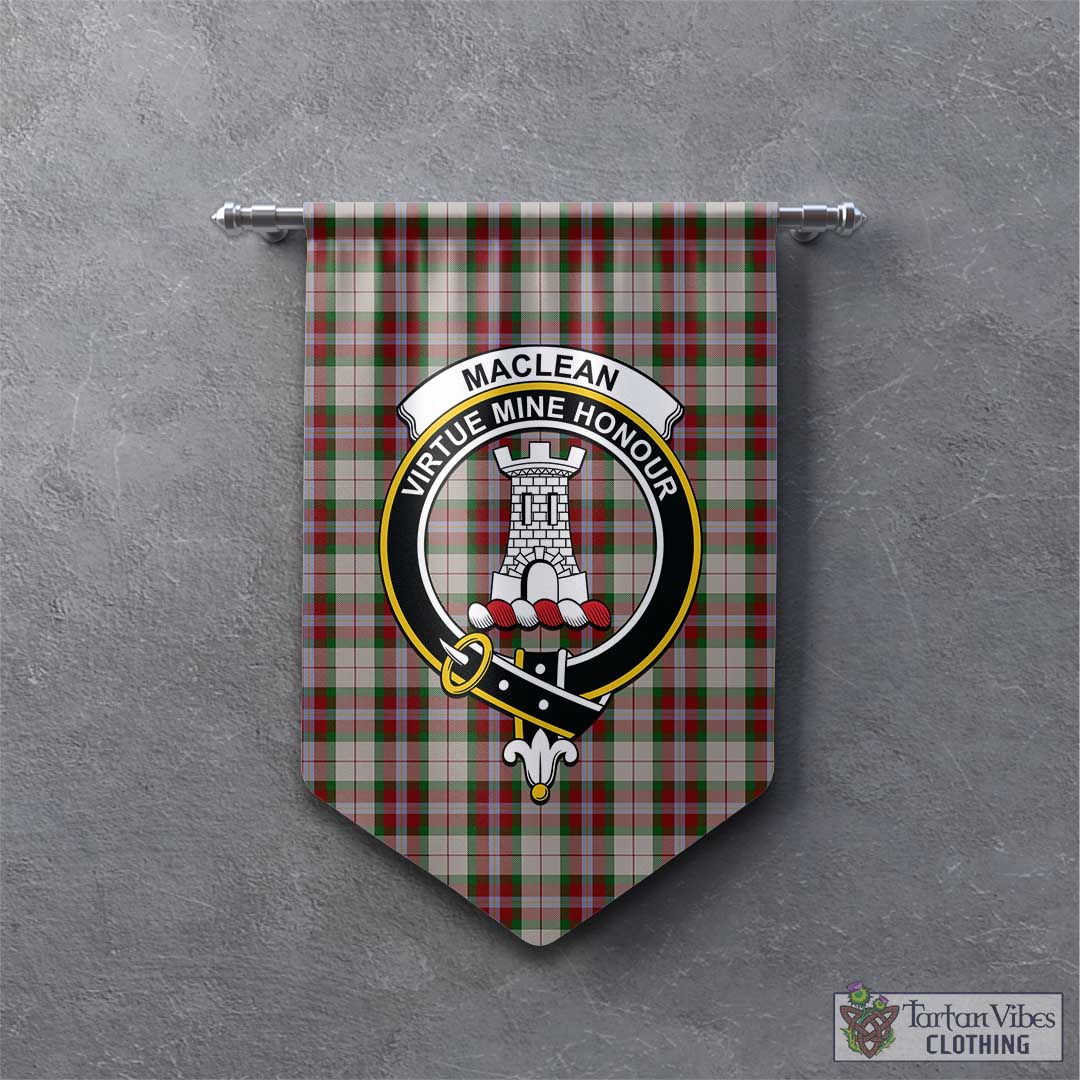 Tartan Vibes Clothing MacLean Dress Tartan Gonfalon, Tartan Banner with Family Crest