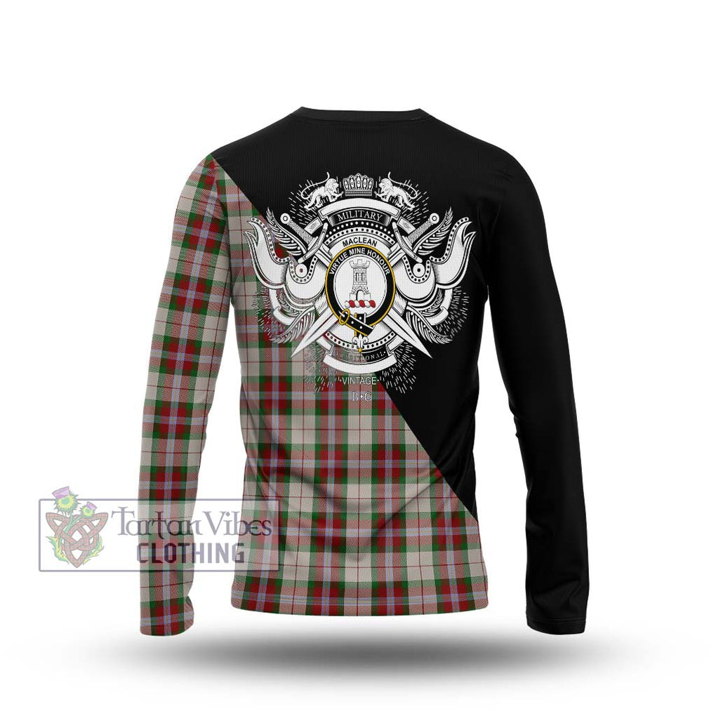 MacLean Dress Tartan Long Sleeve T-Shirt with Family Crest and Military Logo Style - Tartanvibesclothing Shop