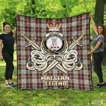 MacLean Dress Tartan Quilt with Clan Crest and the Golden Sword of Courageous Legacy