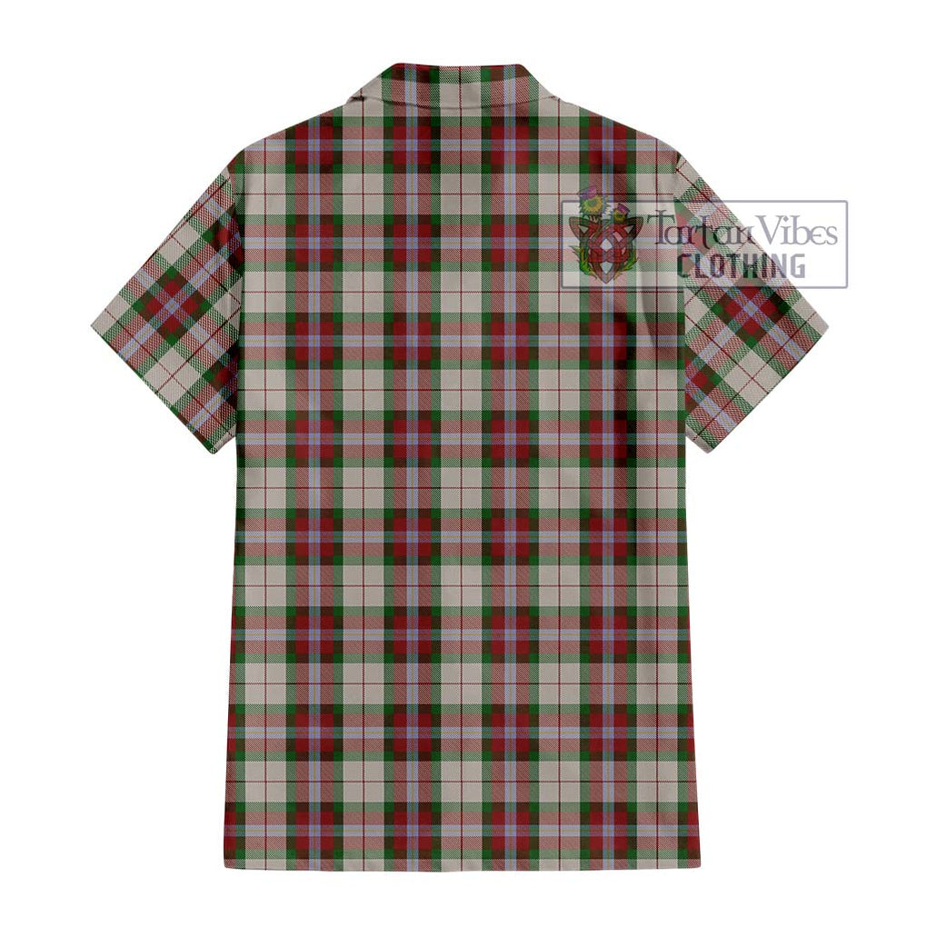 MacLean Dress Tartan Short Sleeve Button Shirt with Family Crest DNA In Me Style - Tartanvibesclothing Shop