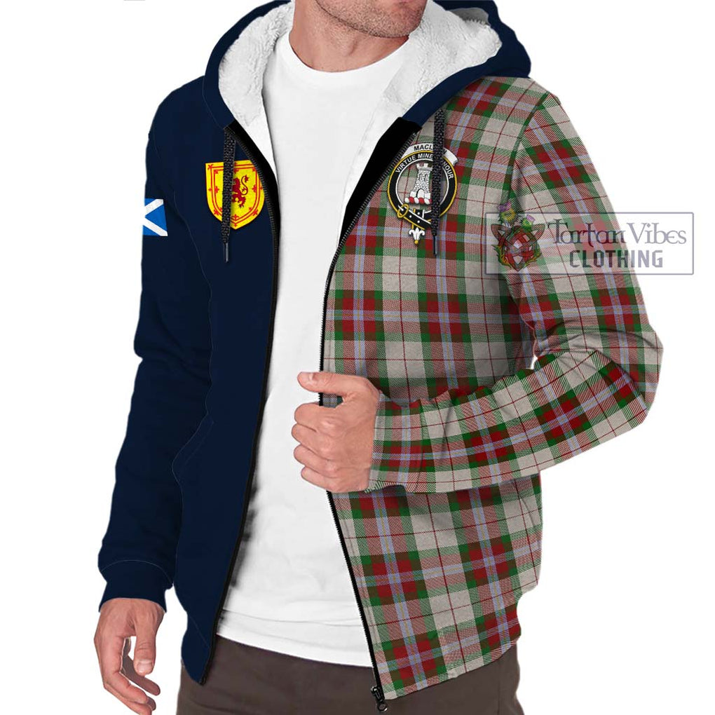 Tartan Vibes Clothing MacLean Dress Tartan Sherpa Hoodie with Scottish Lion Royal Arm Half Style