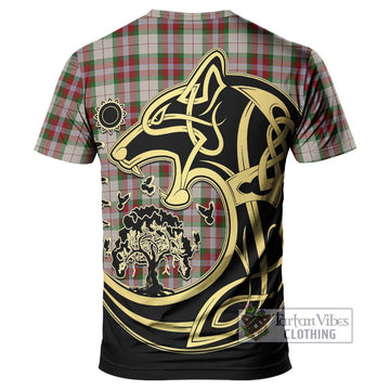 MacLean Dress Tartan T-Shirt with Family Crest Celtic Wolf Style