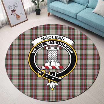 MacLean Dress Tartan Round Rug with Family Crest