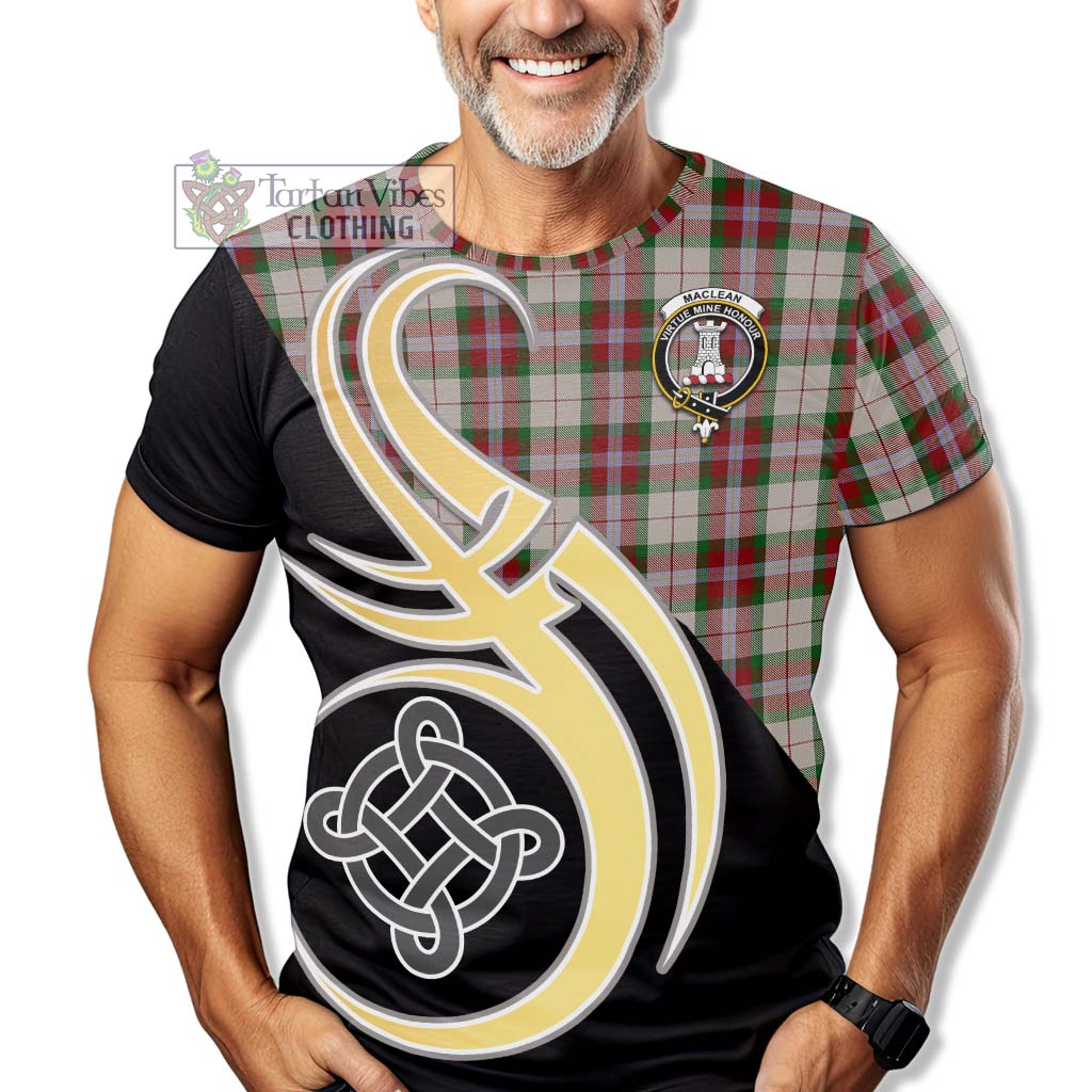 Tartan Vibes Clothing MacLean Dress Tartan T-Shirt with Family Crest and Celtic Symbol Style