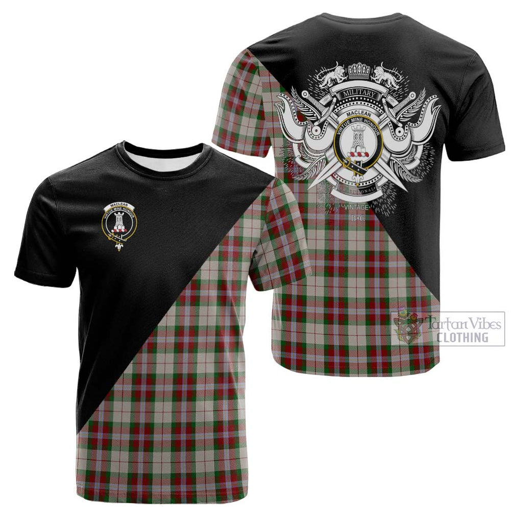 Tartan Vibes Clothing MacLean Dress Tartan Cotton T-shirt with Family Crest and Military Logo Style