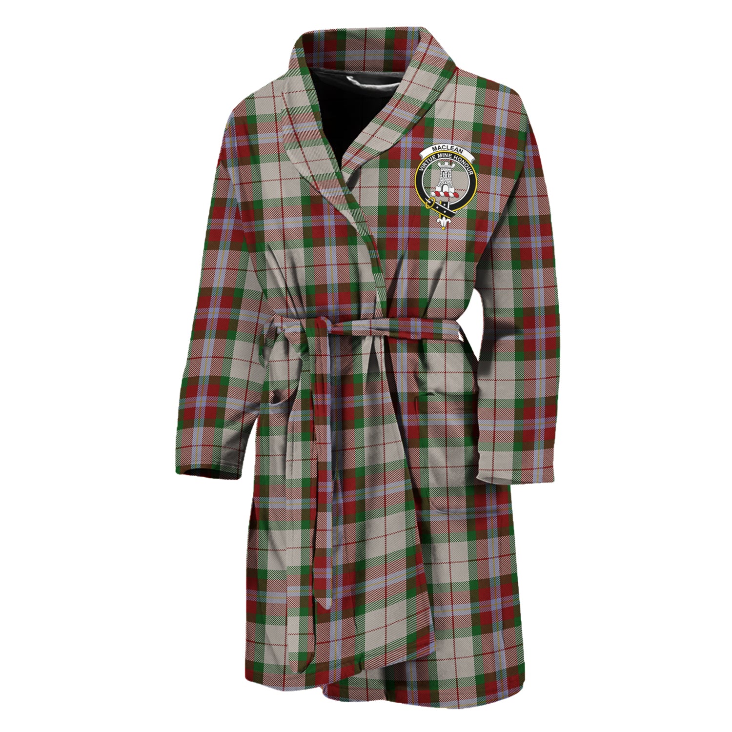 MacLean Dress Tartan Bathrobe with Family Crest Unisex M - Tartan Vibes Clothing