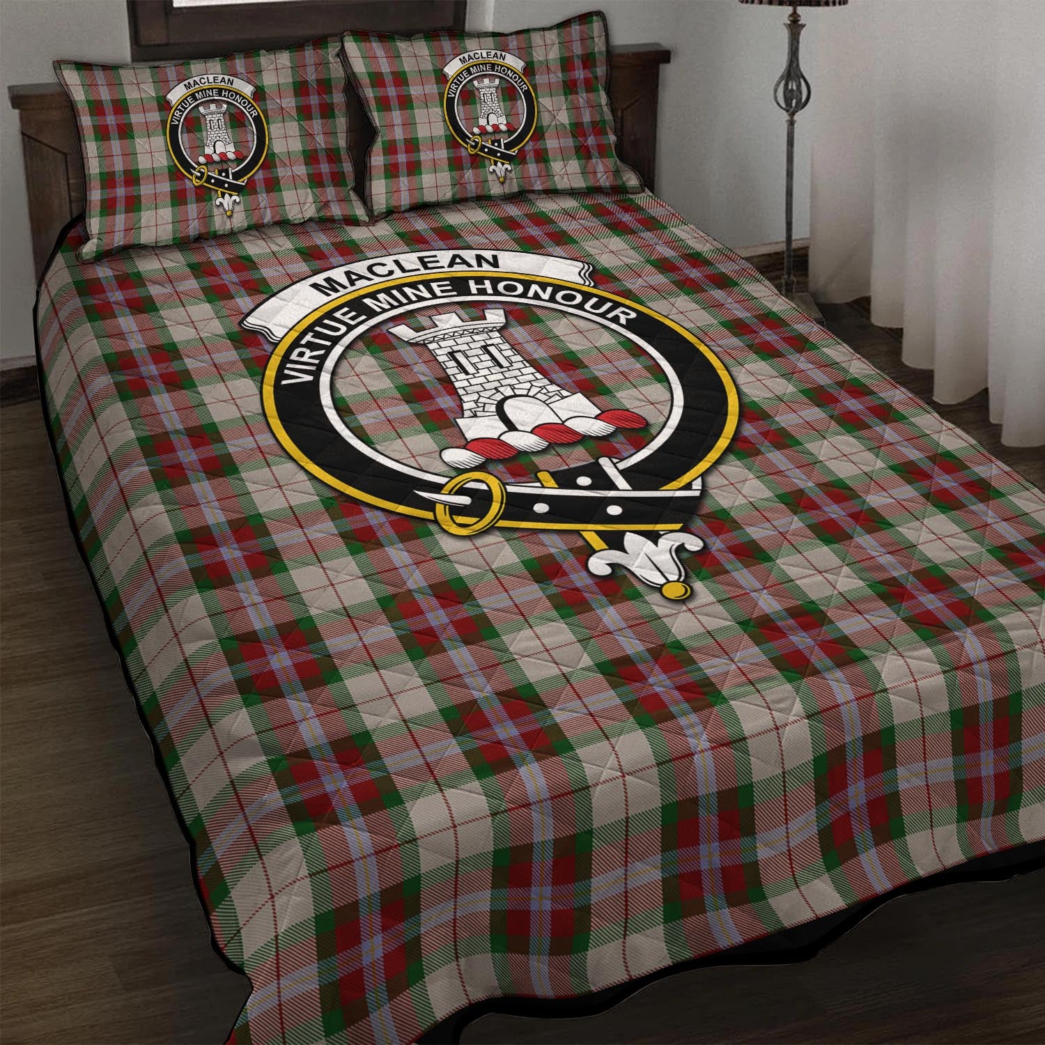 MacLean Dress Tartan Quilt Bed Set with Family Crest - Tartan Vibes Clothing