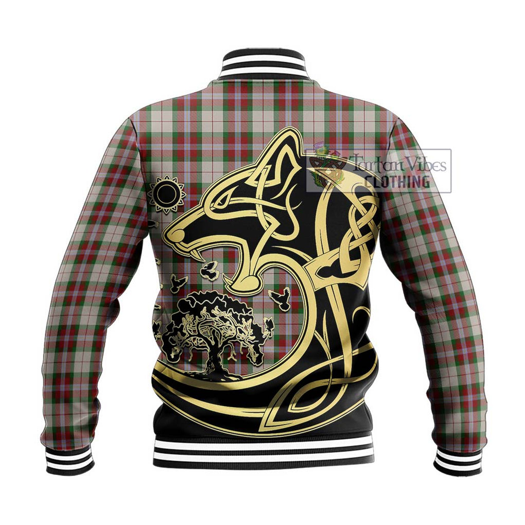 MacLean Dress Tartan Baseball Jacket with Family Crest Celtic Wolf Style - Tartan Vibes Clothing