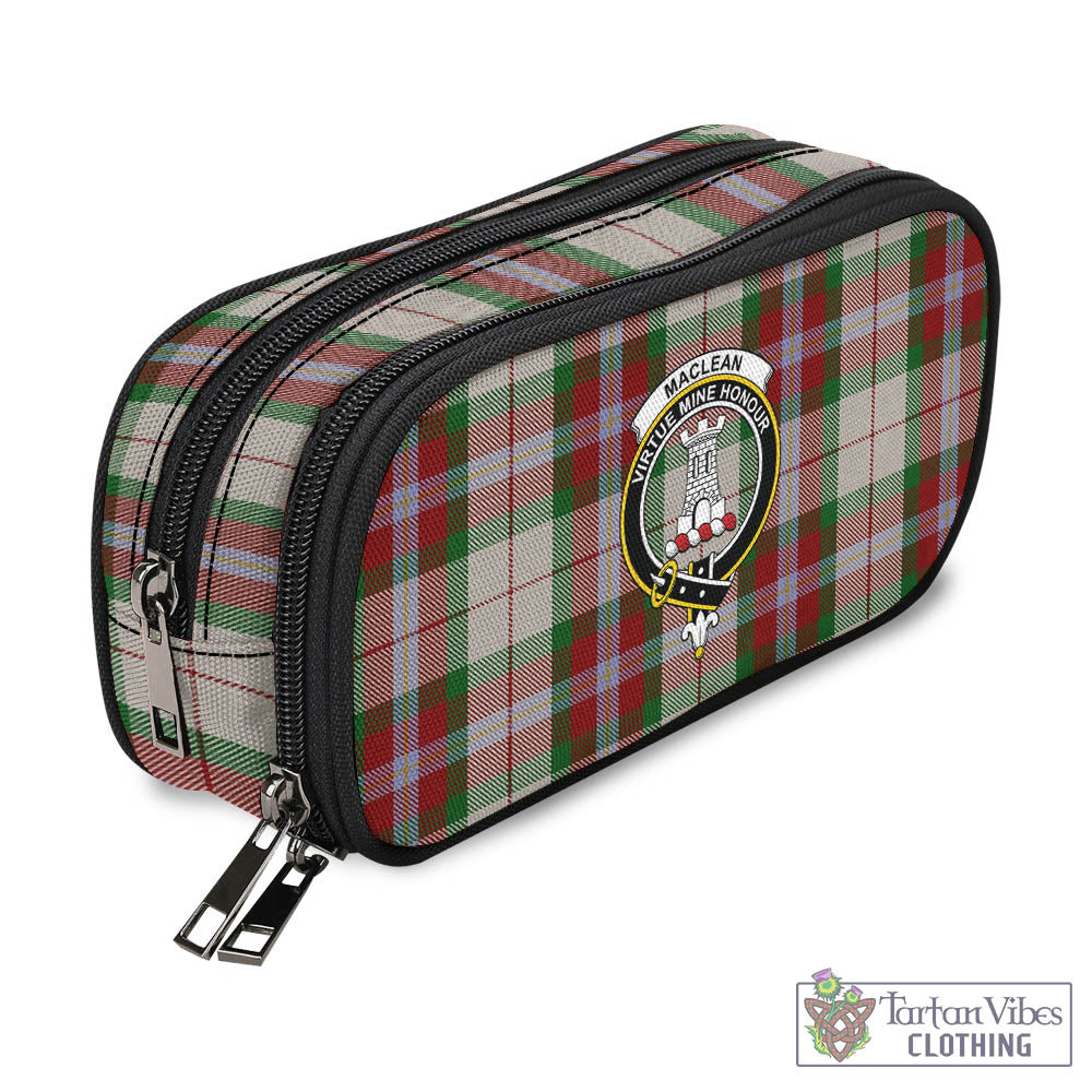 Tartan Vibes Clothing MacLean Dress Tartan Pen and Pencil Case with Family Crest