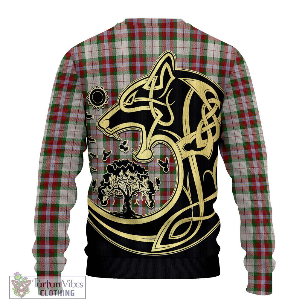 MacLean Dress Tartan Knitted Sweater with Family Crest Celtic Wolf Style - Tartan Vibes Clothing