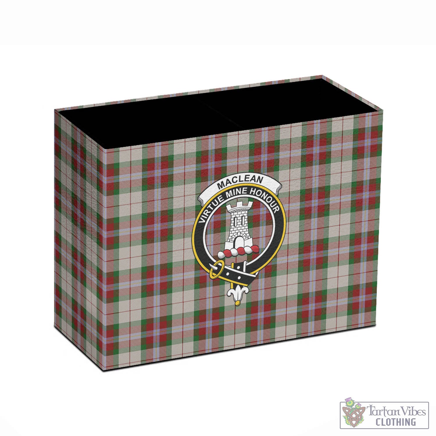 Tartan Vibes Clothing MacLean Dress Tartan Pen Holder with Family Crest