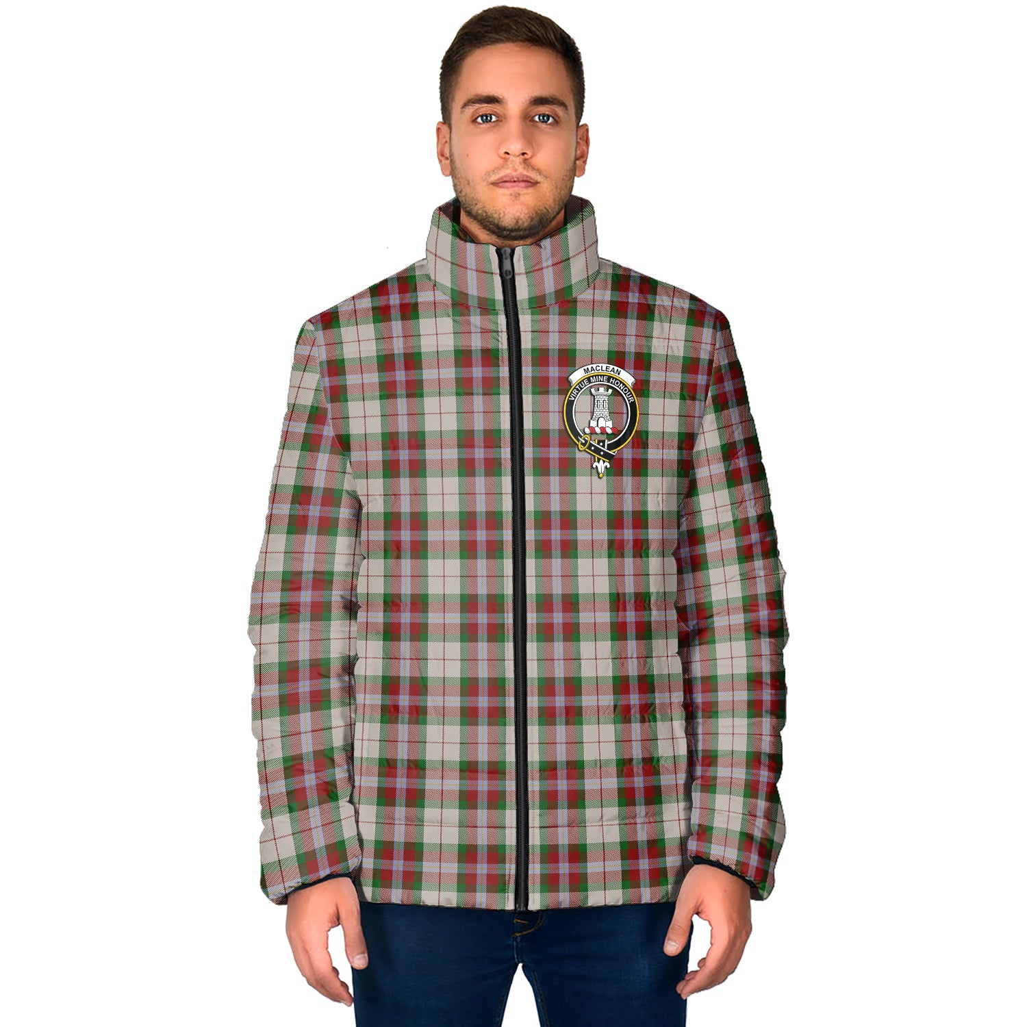 MacLean Dress Tartan Padded Jacket with Family Crest - Tartan Vibes Clothing