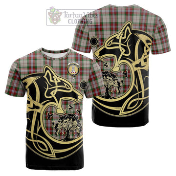 MacLean Dress Tartan Cotton T-shirt with Family Crest Celtic Wolf Style