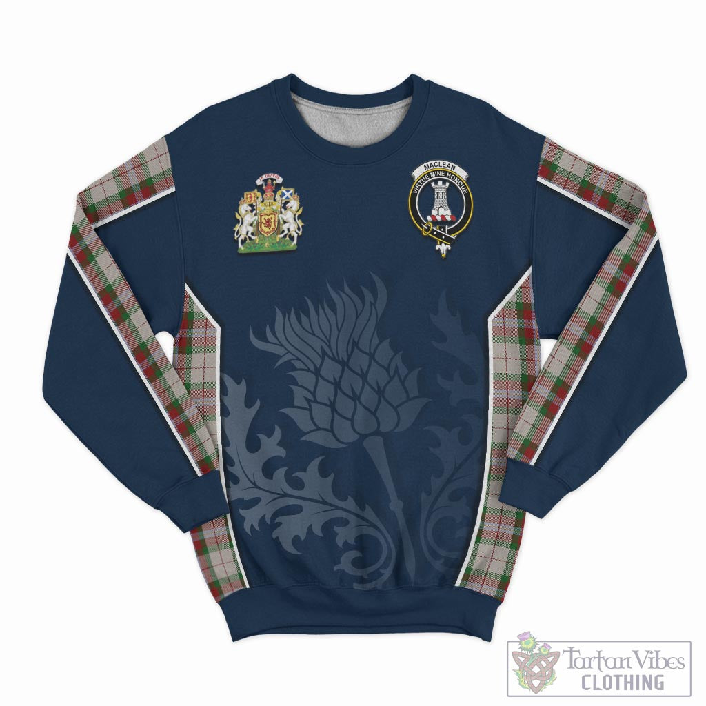 Tartan Vibes Clothing MacLean Dress Tartan Sweatshirt with Family Crest and Scottish Thistle Vibes Sport Style