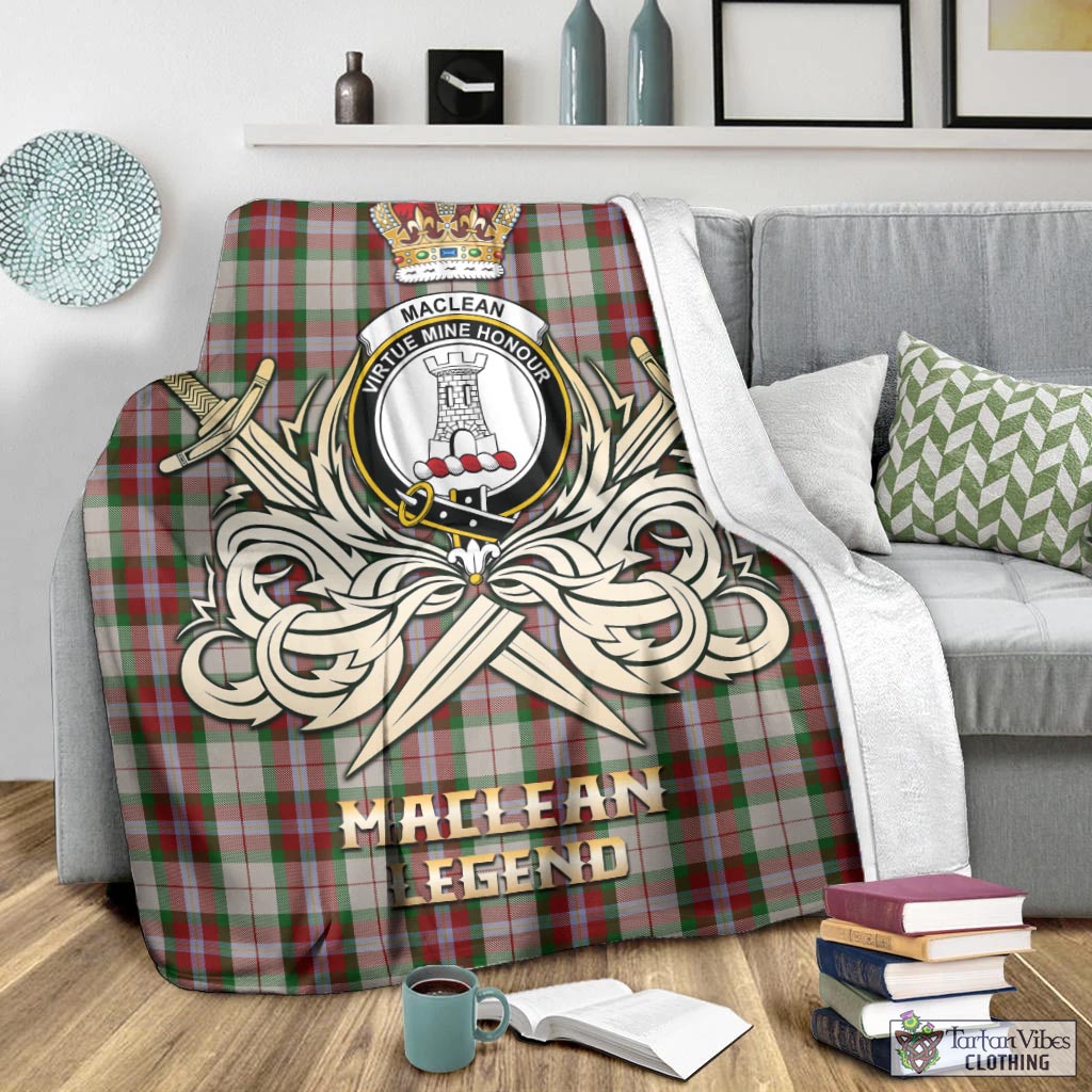 Tartan Vibes Clothing MacLean Dress Tartan Blanket with Clan Crest and the Golden Sword of Courageous Legacy