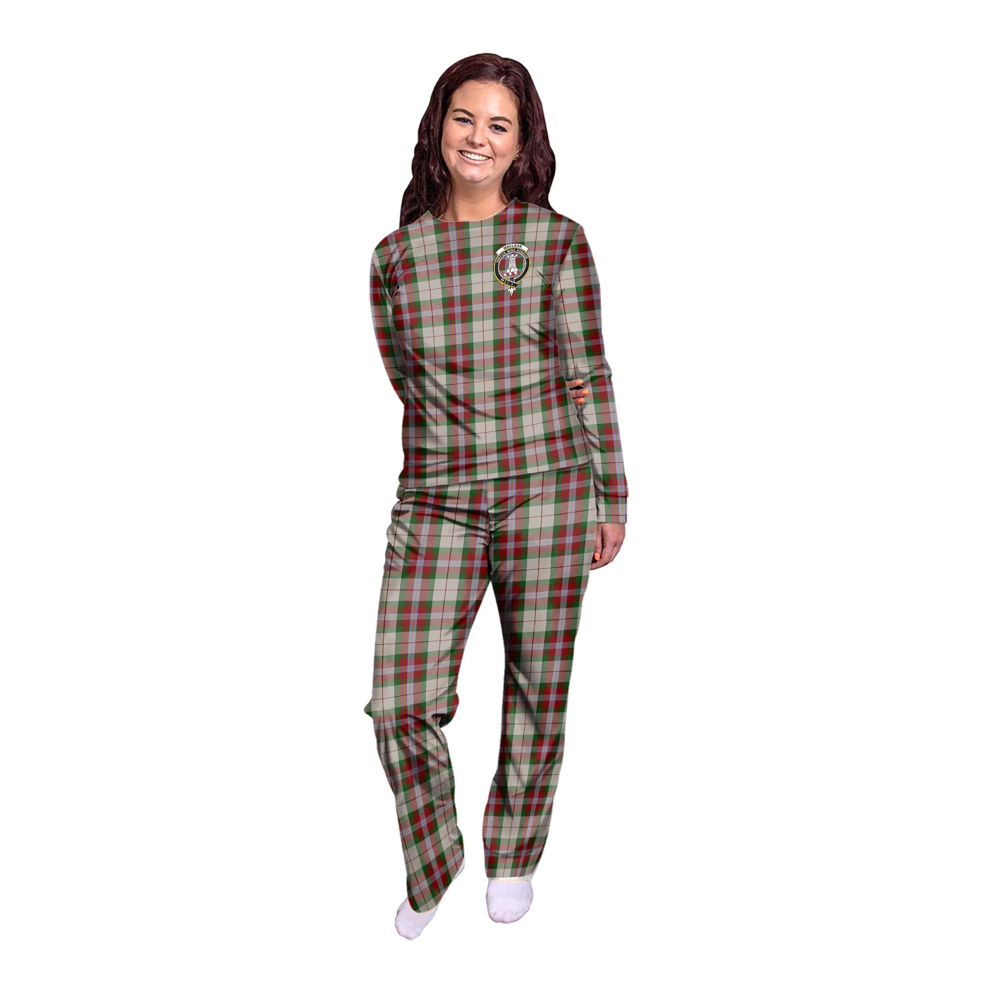 MacLean Dress Tartan Pajamas Family Set with Family Crest - Tartanvibesclothing