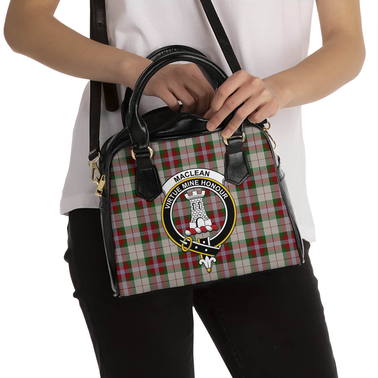 MacLean Dress Tartan Shoulder Handbags with Family Crest - Tartanvibesclothing