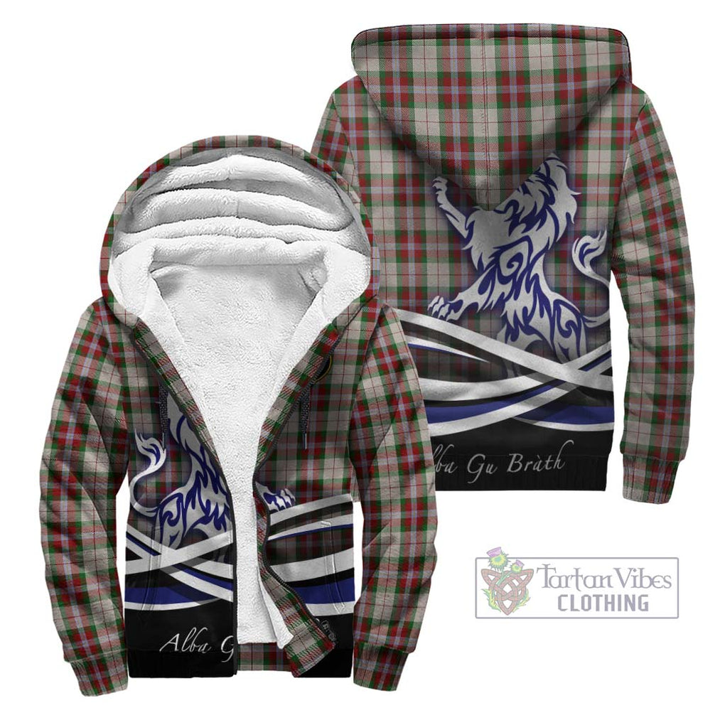 MacLean Dress Tartan Sherpa Hoodie with Alba Gu Brath Regal Lion Emblem Unisex - Tartanvibesclothing Shop