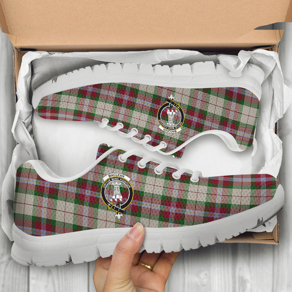 MacLean Dress Tartan Sneakers with Family Crest - Tartan Vibes Clothing