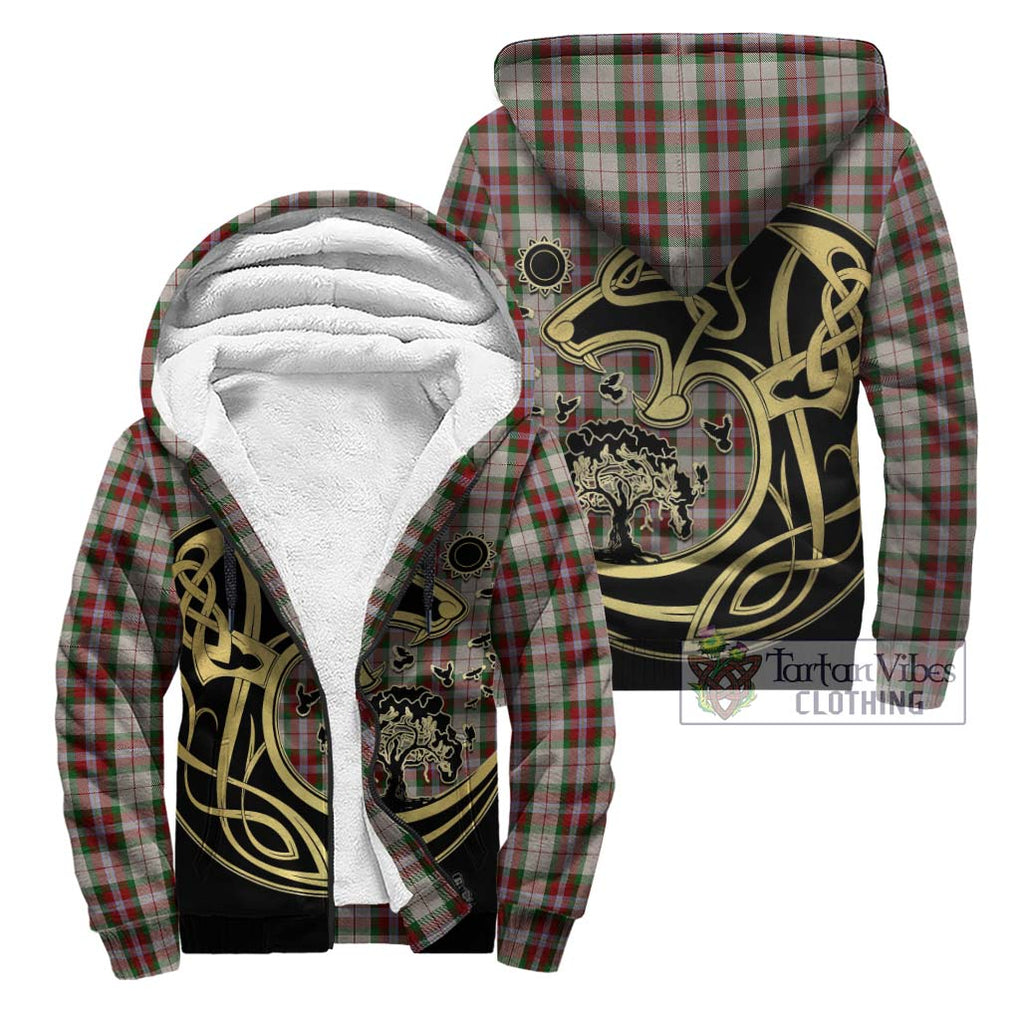 MacLean Dress Tartan Sherpa Hoodie with Family Crest Celtic Wolf Style Unisex - Tartan Vibes Clothing