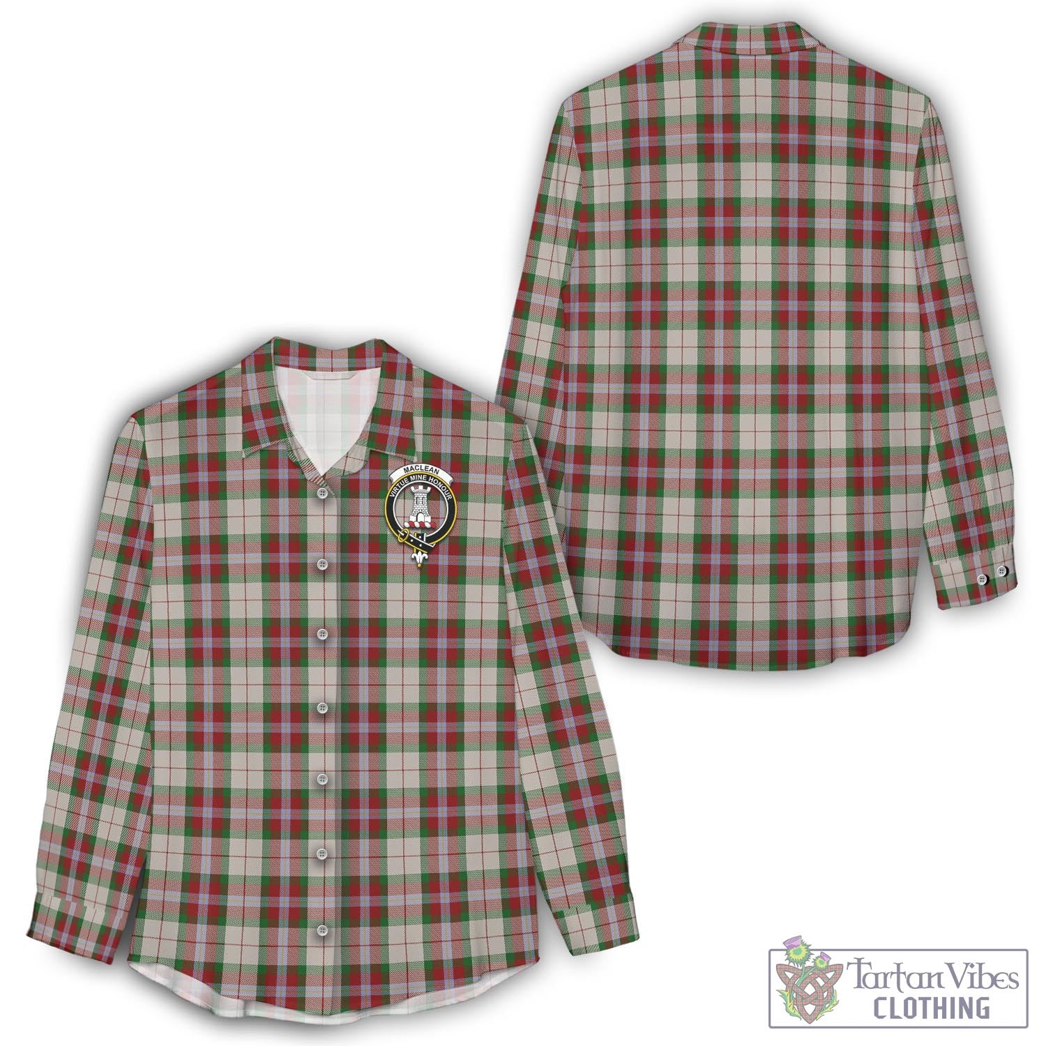 Tartan Vibes Clothing MacLean Dress Tartan Womens Casual Shirt with Family Crest