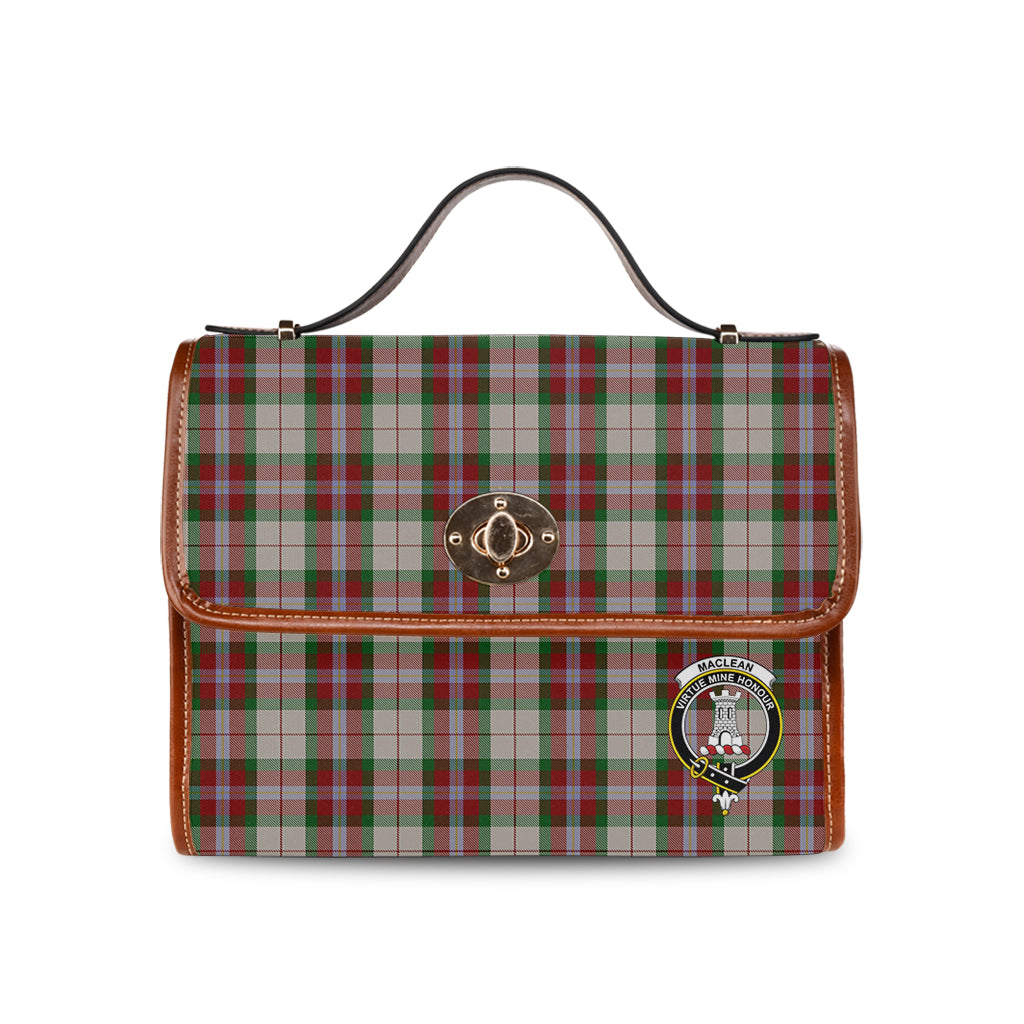 maclean-dress-tartan-leather-strap-waterproof-canvas-bag-with-family-crest