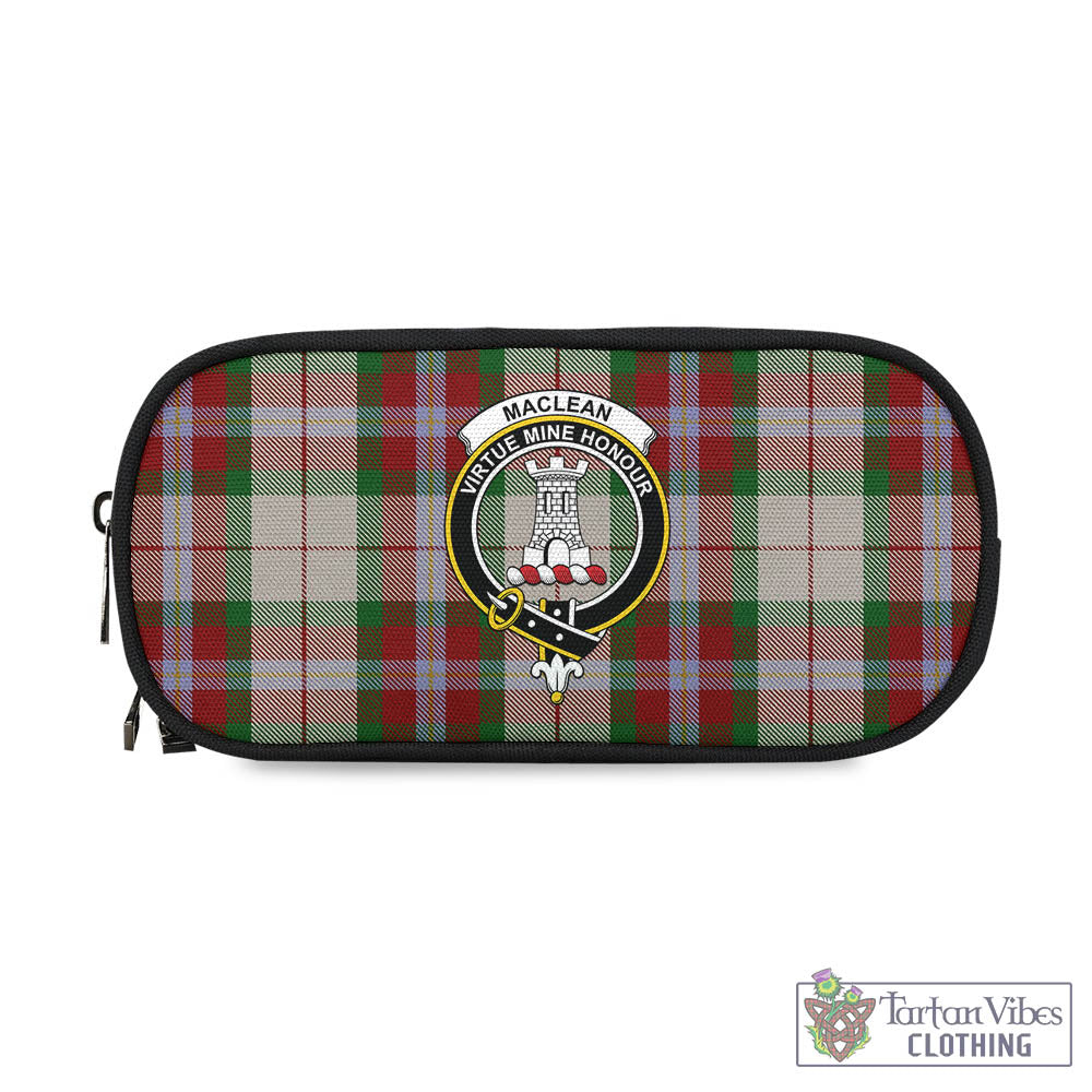 Tartan Vibes Clothing MacLean Dress Tartan Pen and Pencil Case with Family Crest