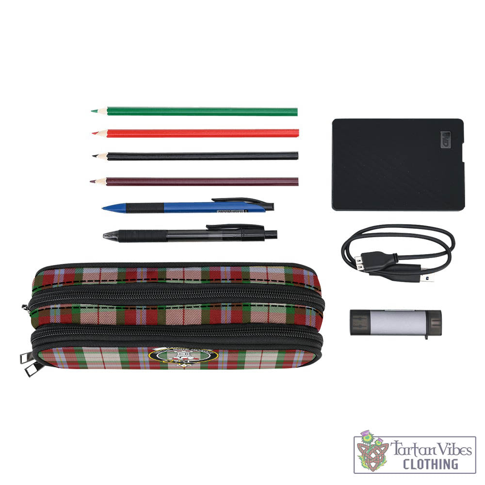 Tartan Vibes Clothing MacLean Dress Tartan Pen and Pencil Case with Family Crest