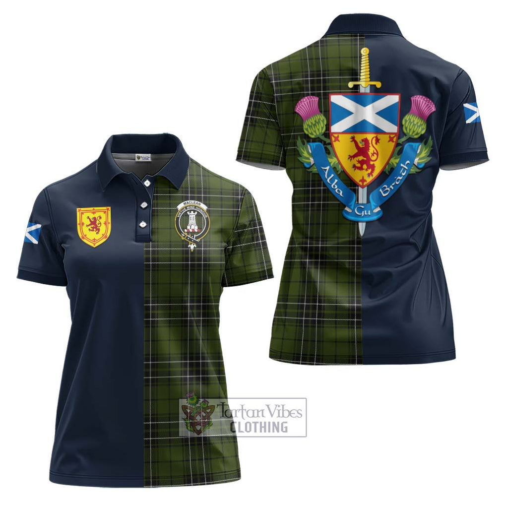 Tartan Vibes Clothing MacLean Hunting Tartan Women's Polo Shirt with Scottish Lion Royal Arm Half Style